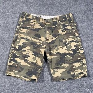 Volcom Woodland Jungle Camo Chino Skater Shorts Mens Size 36 Retro Style